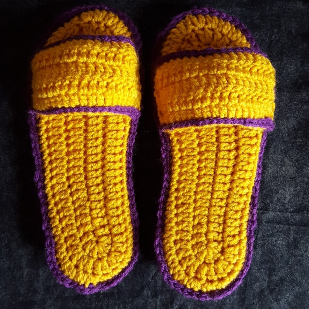 Hand made crochet sauna slippers
